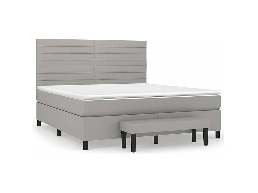 Sommier à lattes de lit avec matelas Gris clair 160x200 Tissu
