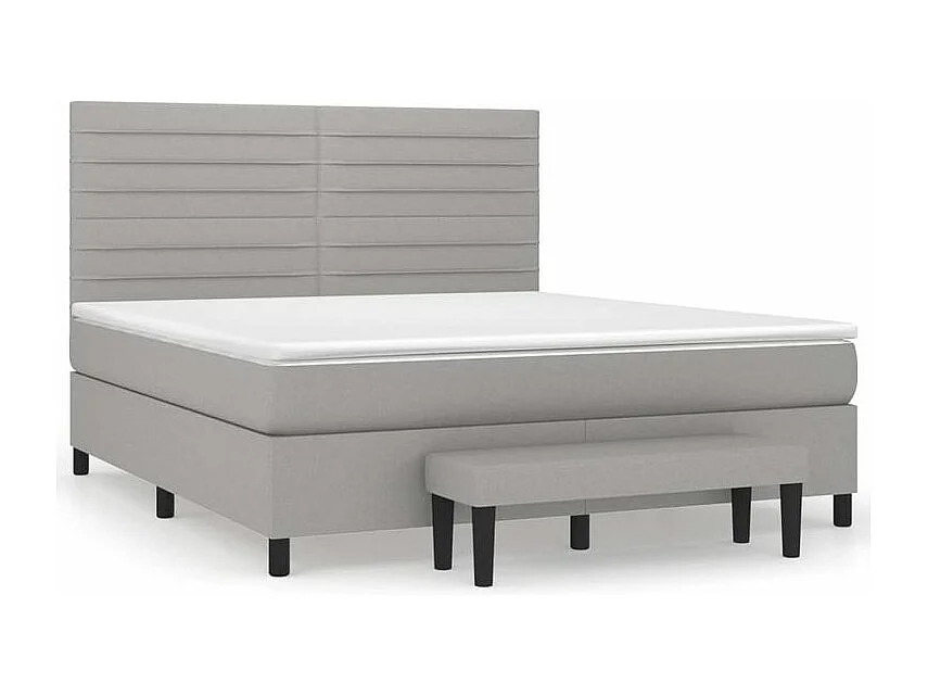 Sommier à lattes de lit avec matelas Gris clair 160x200 Tissu