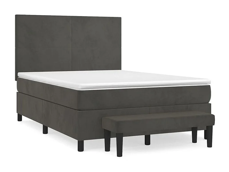 Sommier à lattes de lit et matelas Gris foncé 140x190 Velours