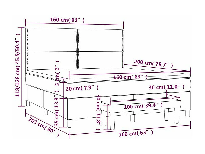 Boxspring met matras stof zwart 160x200 cm