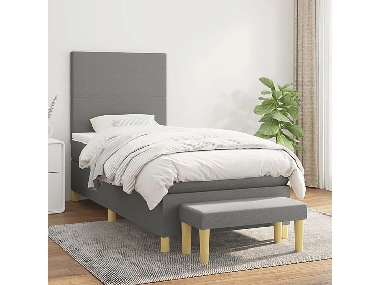 Sommier à lattes de lit avec matelas Gris foncé 80x200 Tissu