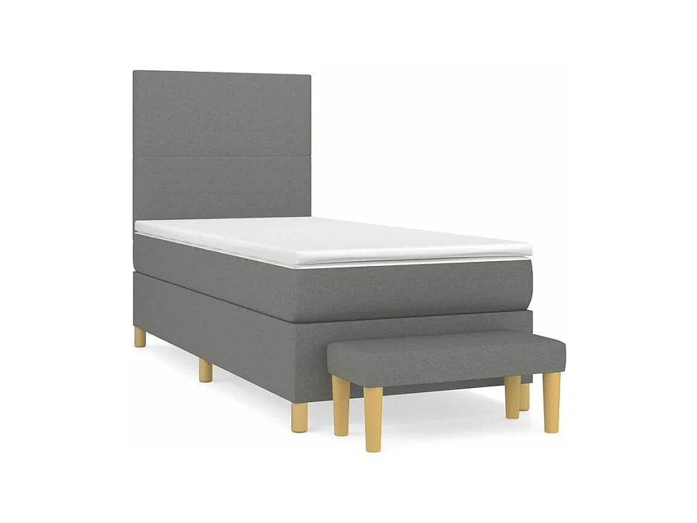 Sommier à lattes de lit avec matelas Gris foncé 80x200 Tissu