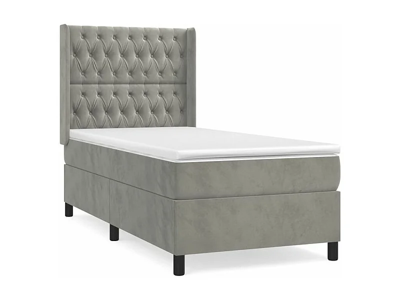 Sommier à lattes de lit et matelas Gris clair 90x200 Velours