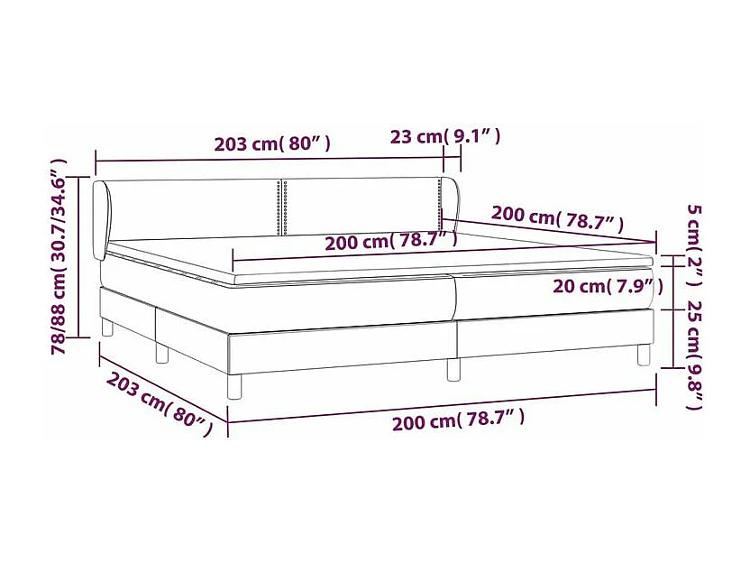 Sommier à lattes de lit avec matelas Gris clair 200x200 Tissu