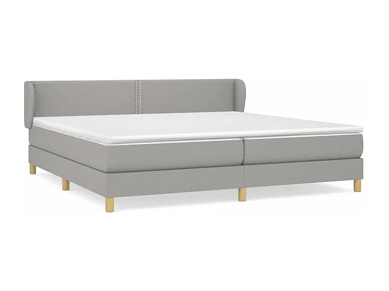 Sommier à lattes de lit avec matelas Gris clair 200x200 Tissu