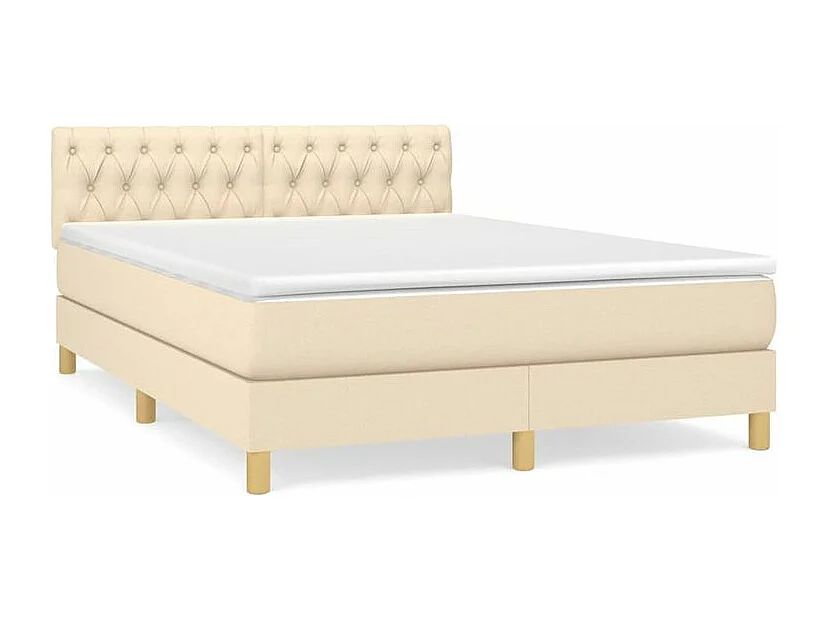 Sommier à lattes de lit avec matelas Crème 140x200 Tissu