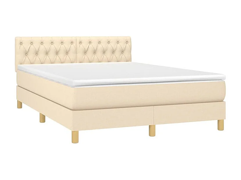Sommier à lattes de lit avec matelas Crème 140x200 Tissu