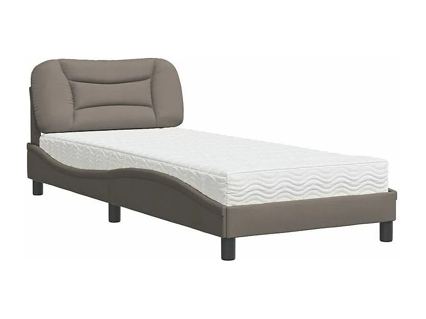 Lit avec matelas taupe 80x200 tissu