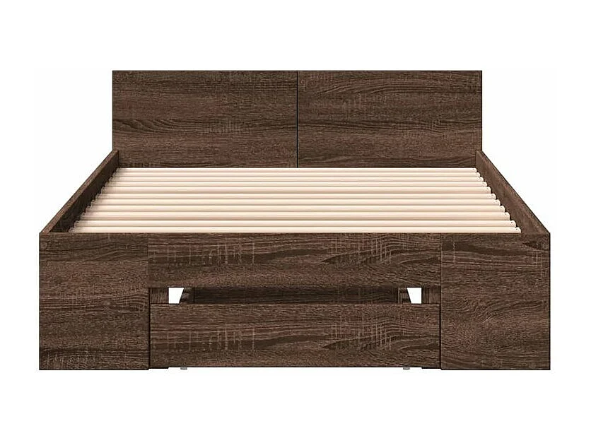 Cadre de lit et tiroir chêne marron 75x190 bois d'ingénierie