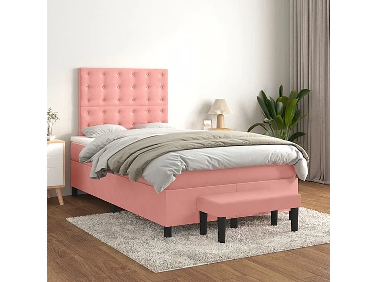 Sommier à lattes de lit avec matelas Rose 120x200 Velours