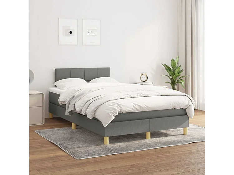 Sommier à lattes de lit avec matelas Gris foncé 120x200 Tissu