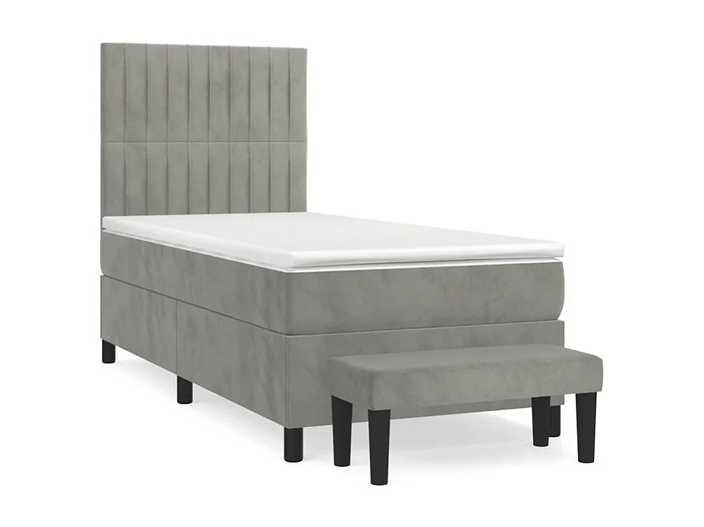 Sommier à lattes de lit et matelas Gris clair 90x190 Velours