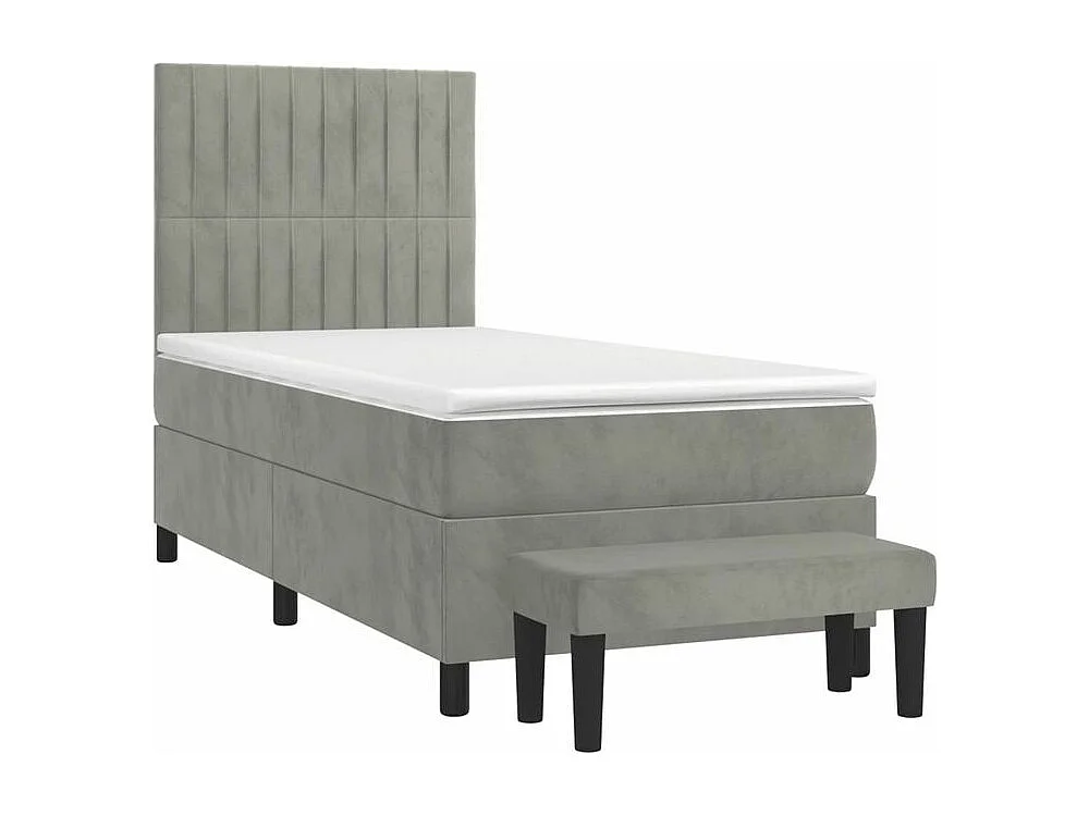 Sommier à lattes de lit et matelas Gris clair 90x190 Velours