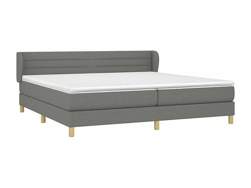 Sommier à lattes de lit avec matelas Gris foncé 200x200 Tissu