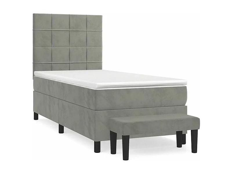Sommier à lattes de lit et matelas Gris clair 80x200 Velours