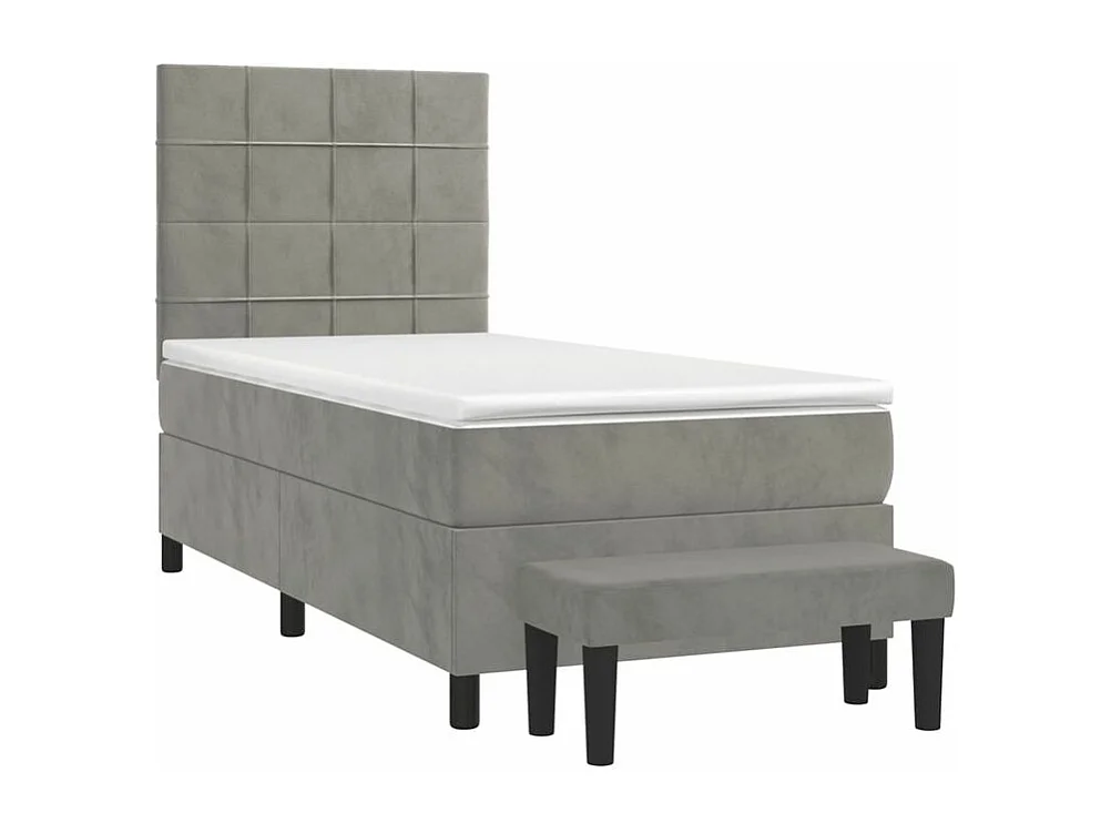 Sommier à lattes de lit et matelas Gris clair 80x200 Velours