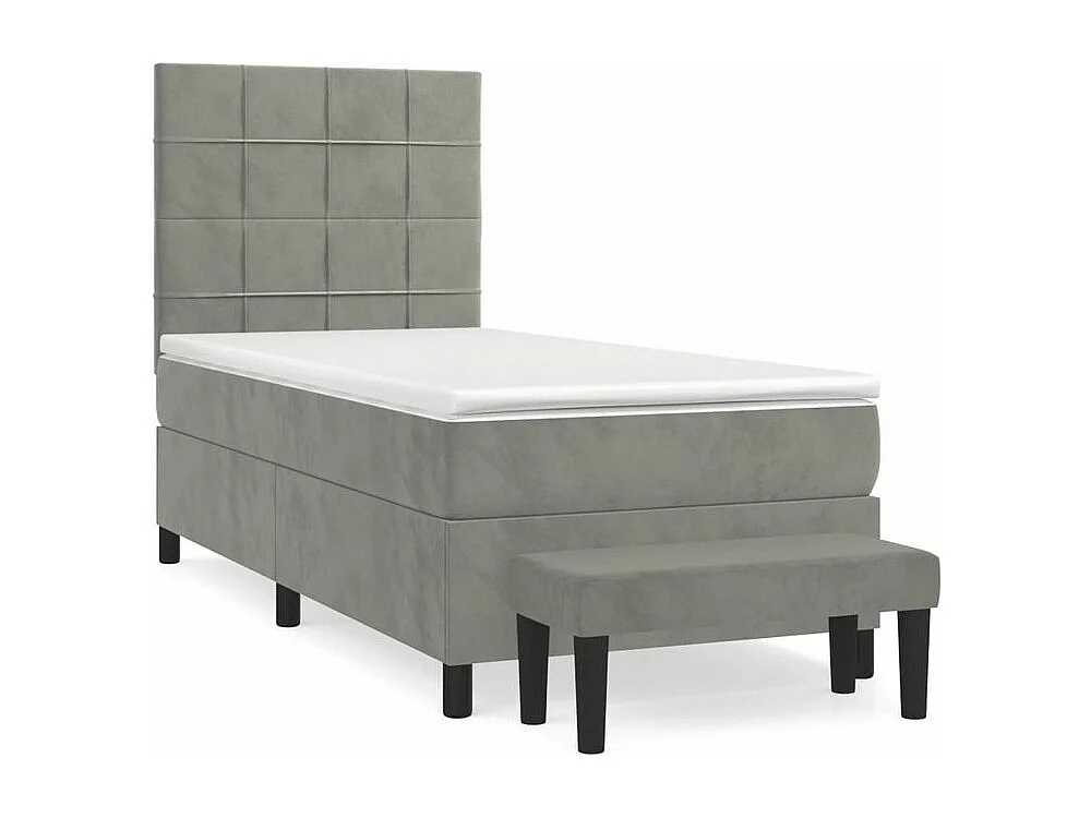 Sommier à lattes de lit et matelas Gris clair 80x200 Velours