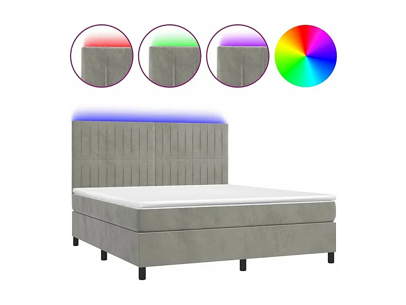 Sommier à lattes de lit matelas et LED Gris clair 180x200