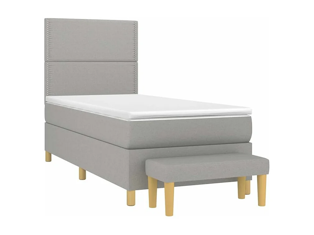 Sommier à lattes de lit avec matelas Gris clair 100x200 Tissu
