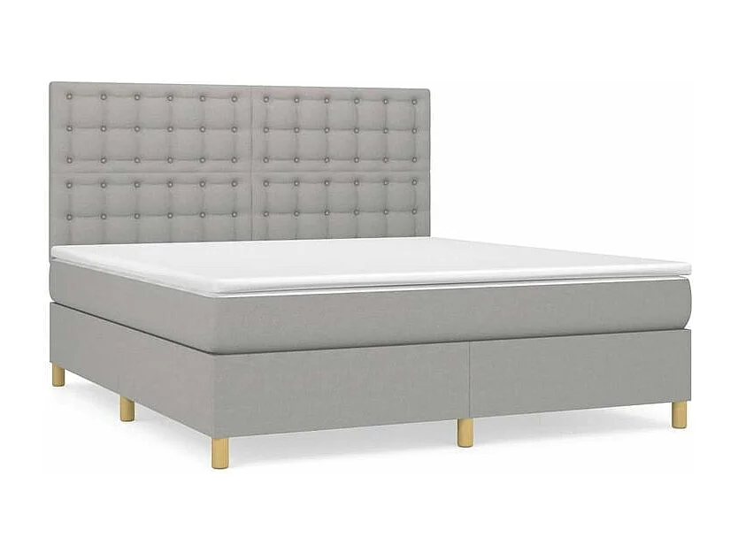 Sommier à lattes de lit avec matelas Gris clair 180x200 Tissu