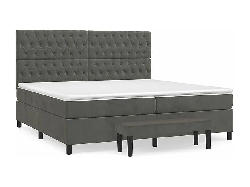 Sommier à lattes de lit et matelas Gris foncé 200x200 Velours