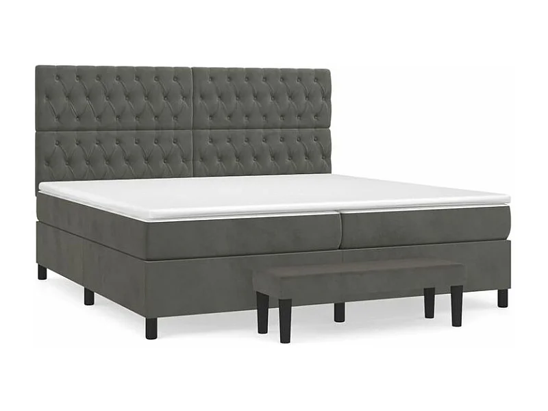Sommier à lattes de lit et matelas Gris foncé 200x200 Velours
