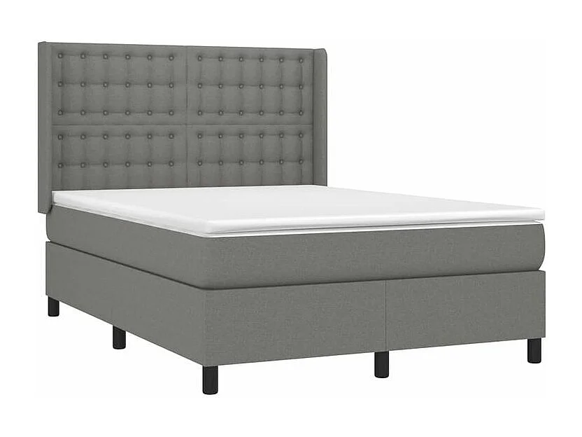 Sommier à lattes de lit avec matelas Gris foncé 140x190 Tissu