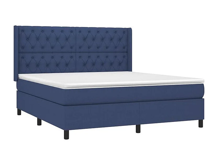 Sommier à lattes de lit matelas et LED Bleu 160x200 Tissu