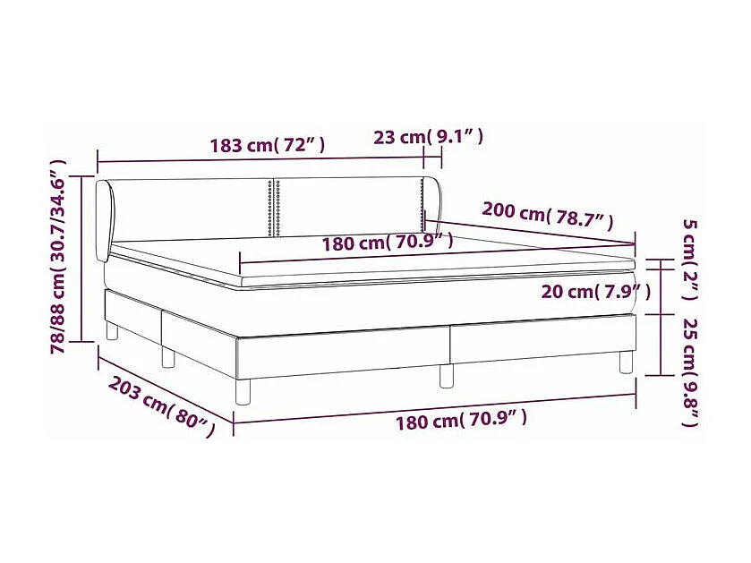 Sommier à lattes de lit et matelas Vert foncé 180x200 Velours