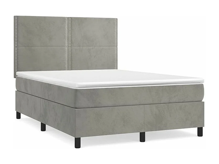 Sommier à lattes de lit et matelas Gris clair 140x190 Velours