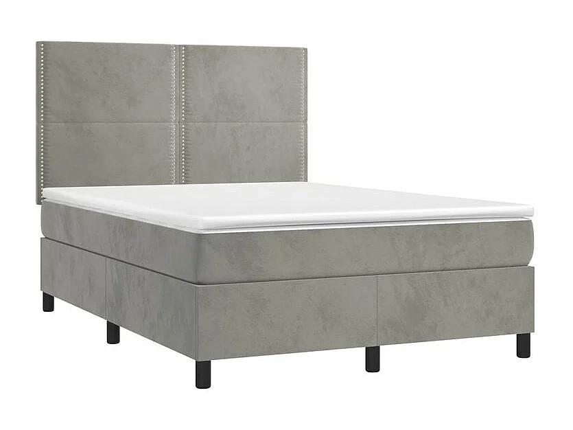 Sommier à lattes de lit et matelas Gris clair 140x190 Velours