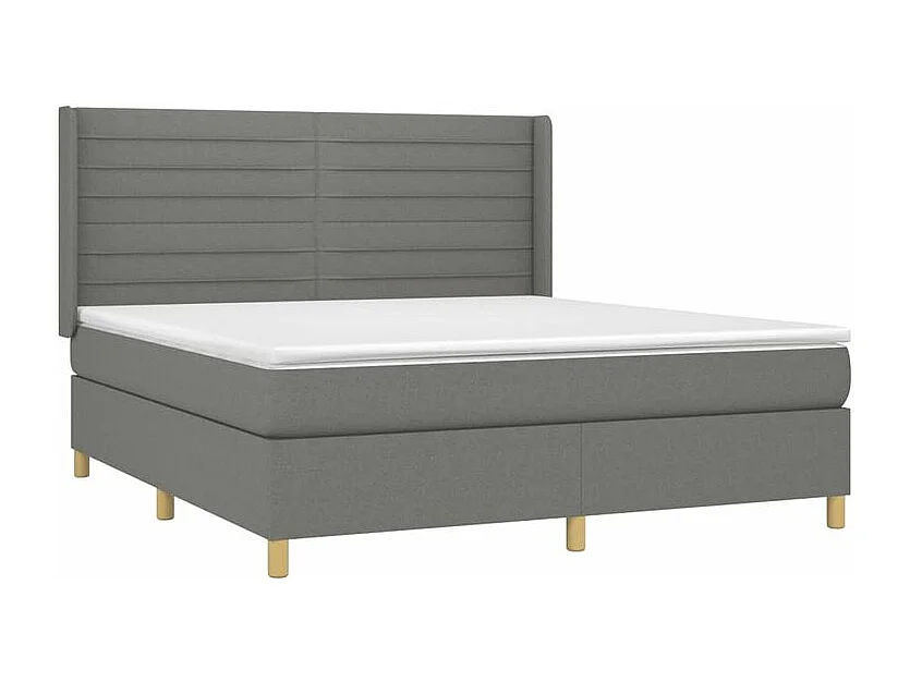 Sommier à lattes de lit avec matelas Gris foncé 160x200 Tissu