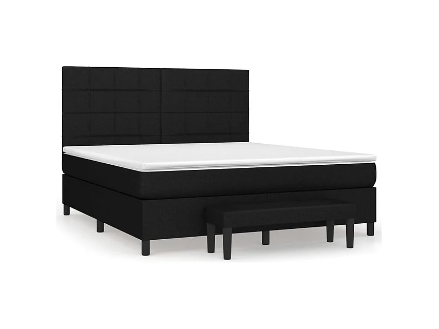 Sommier à lattes de lit avec matelas Noir 180x200 Tissu