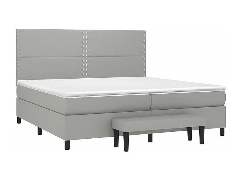 Sommier à lattes de lit avec matelas Gris clair 200x200 Tissu