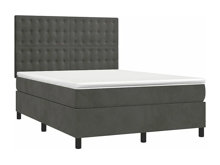 Sommier à lattes de lit matelas et LED Gris foncé 140x190