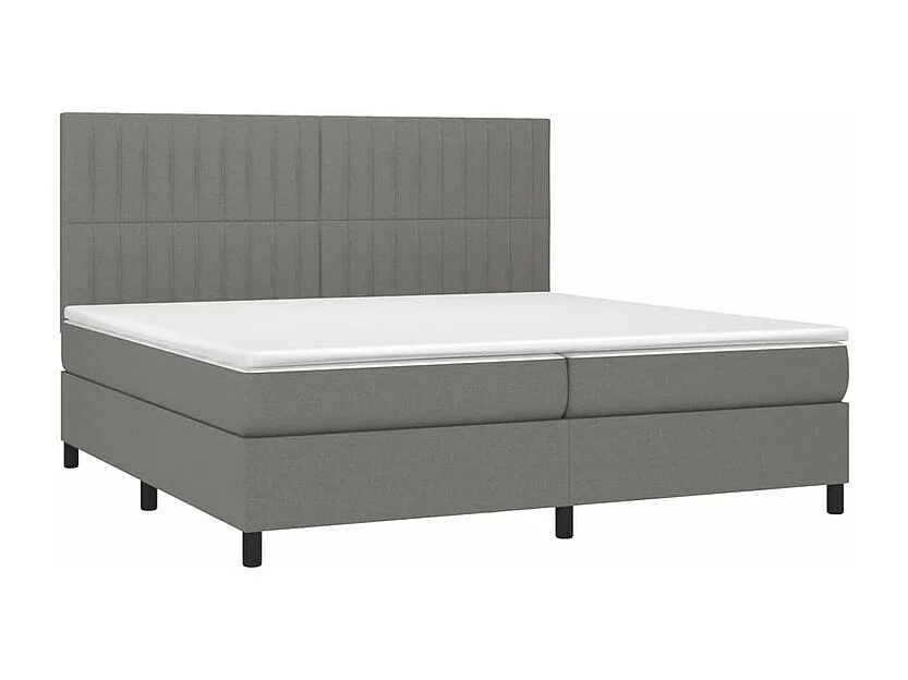 Sommier à lattes de lit et matelas et LED Gris foncé 200x200