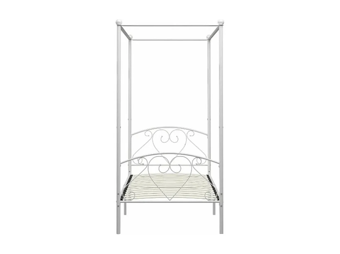 Lit à baldaquin métal blanc Tommy 100x200