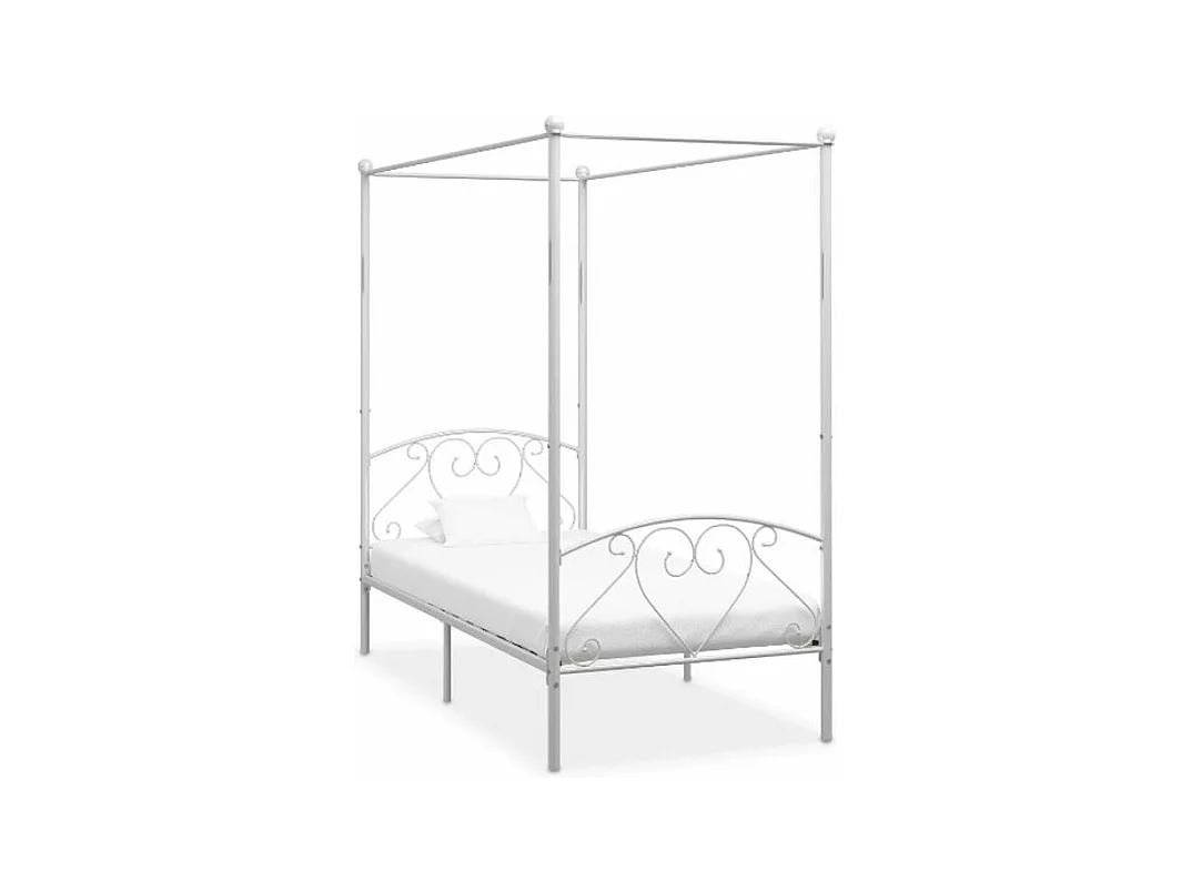 Lit à baldaquin métal blanc Tommy 100x200