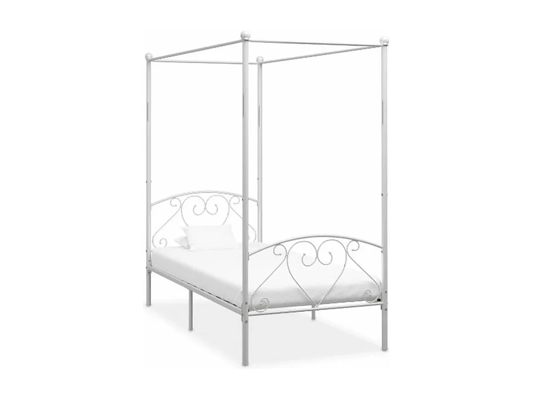 Lit à baldaquin métal blanc Tommy 100x200