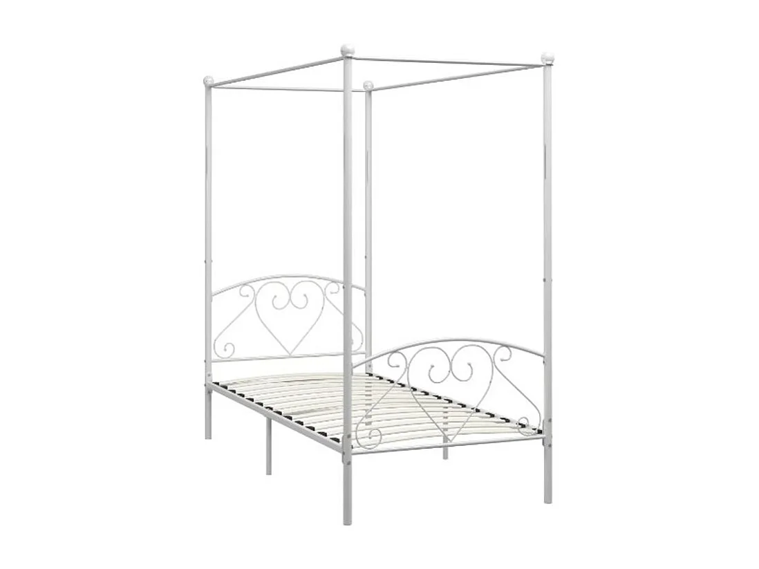 Lit à baldaquin métal blanc Tommy 100x200