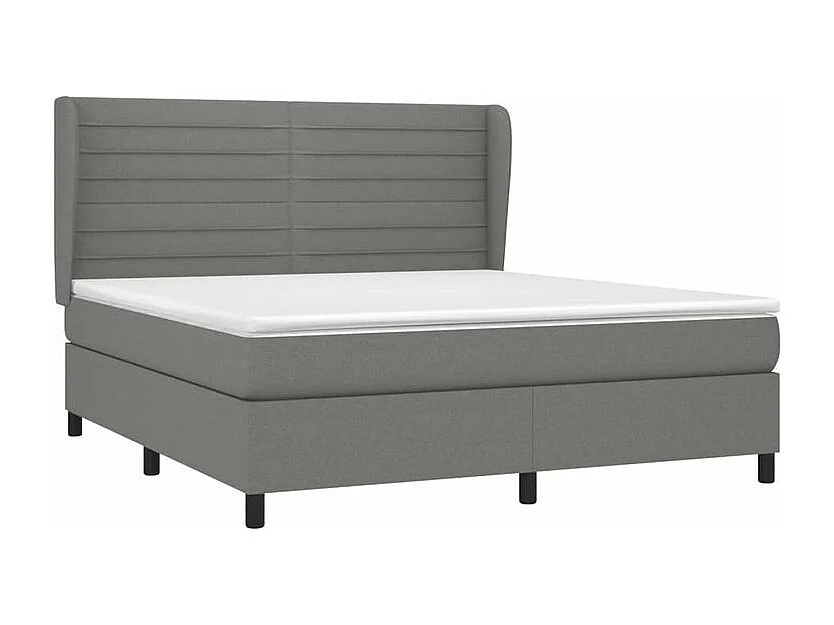 Sommier à lattes de lit avec matelas Gris foncé 160x200 Tissu