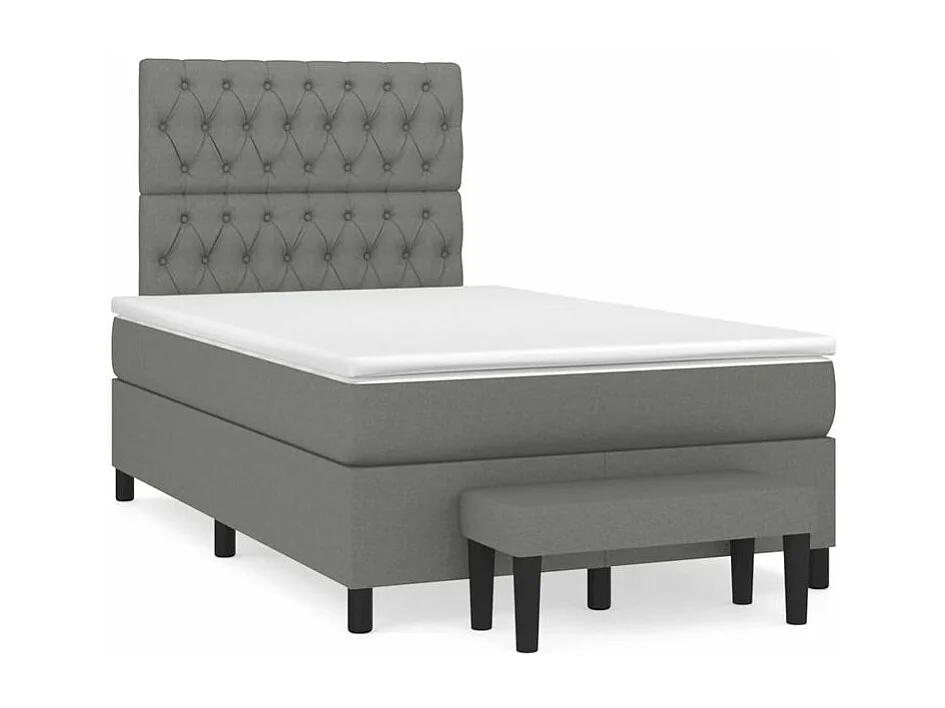 Sommier à lattes de lit avec matelas Gris foncé 120x200 Tissu