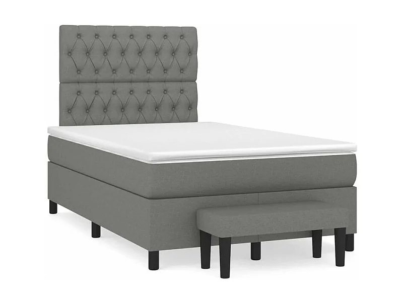 Sommier à lattes de lit avec matelas Gris foncé 120x200 Tissu