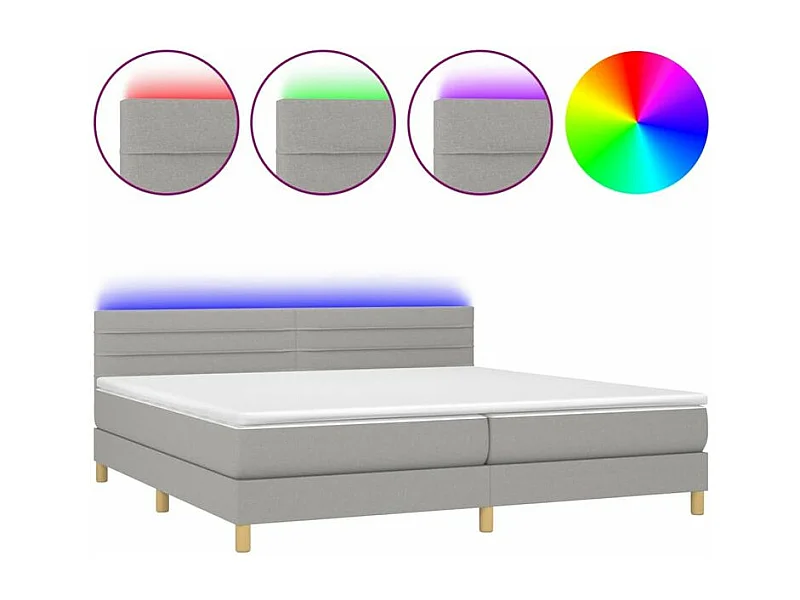 Sommier à lattes de lit matelas LED Gris clair 200x200 Tissu