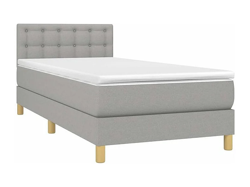 Sommier à lattes de lit avec matelas Gris clair 100x200 Tissu