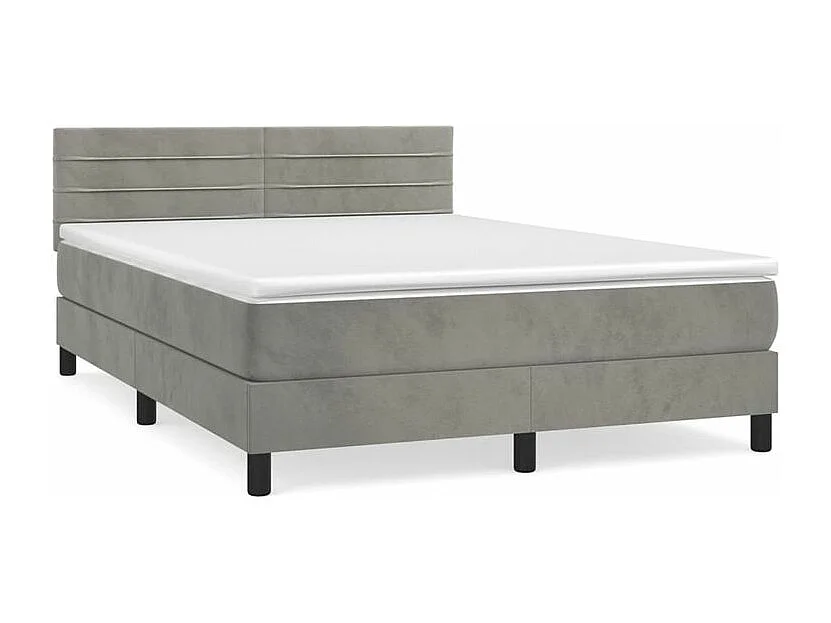 Boxspring met matras fluweel lichtgrijs 140x200 cm