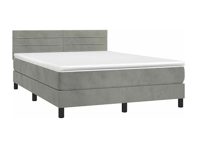 Boxspring met matras fluweel lichtgrijs 140x200 cm