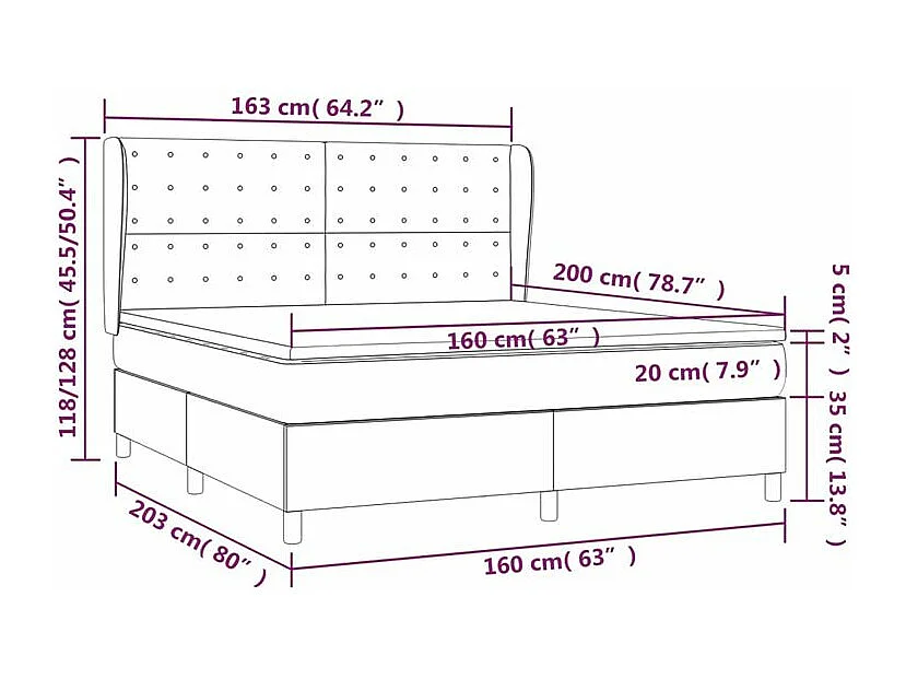 Sommier à lattes de lit avec matelas Gris clair 160x200 Tissu