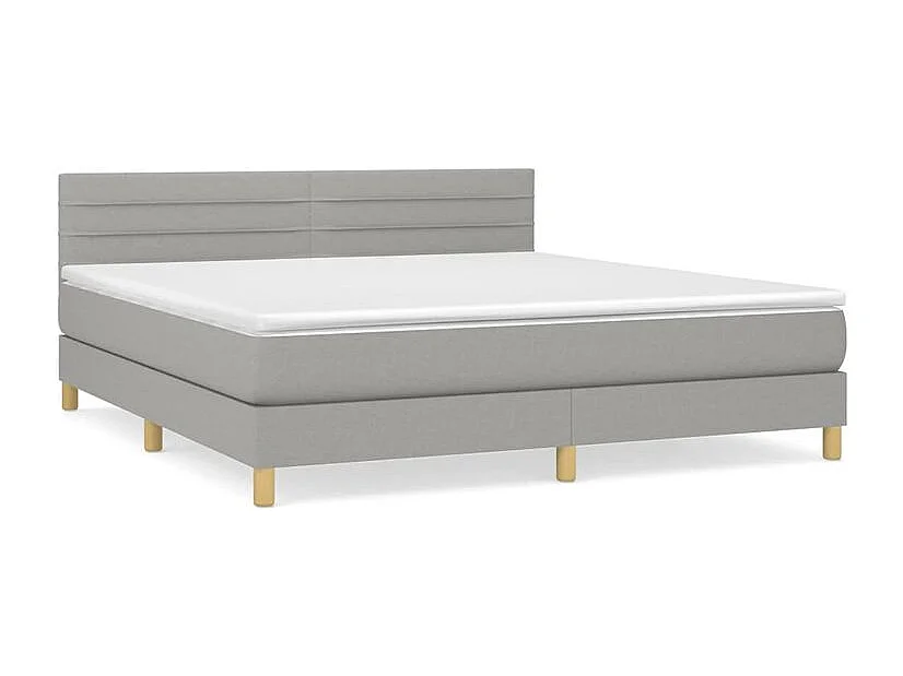 Sommier à lattes de lit avec matelas Gris clair 160x200 Tissu