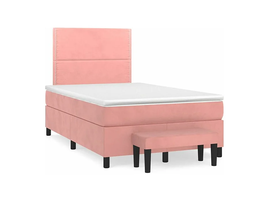 Sommier à lattes de lit avec matelas Rose 120x200 Velours